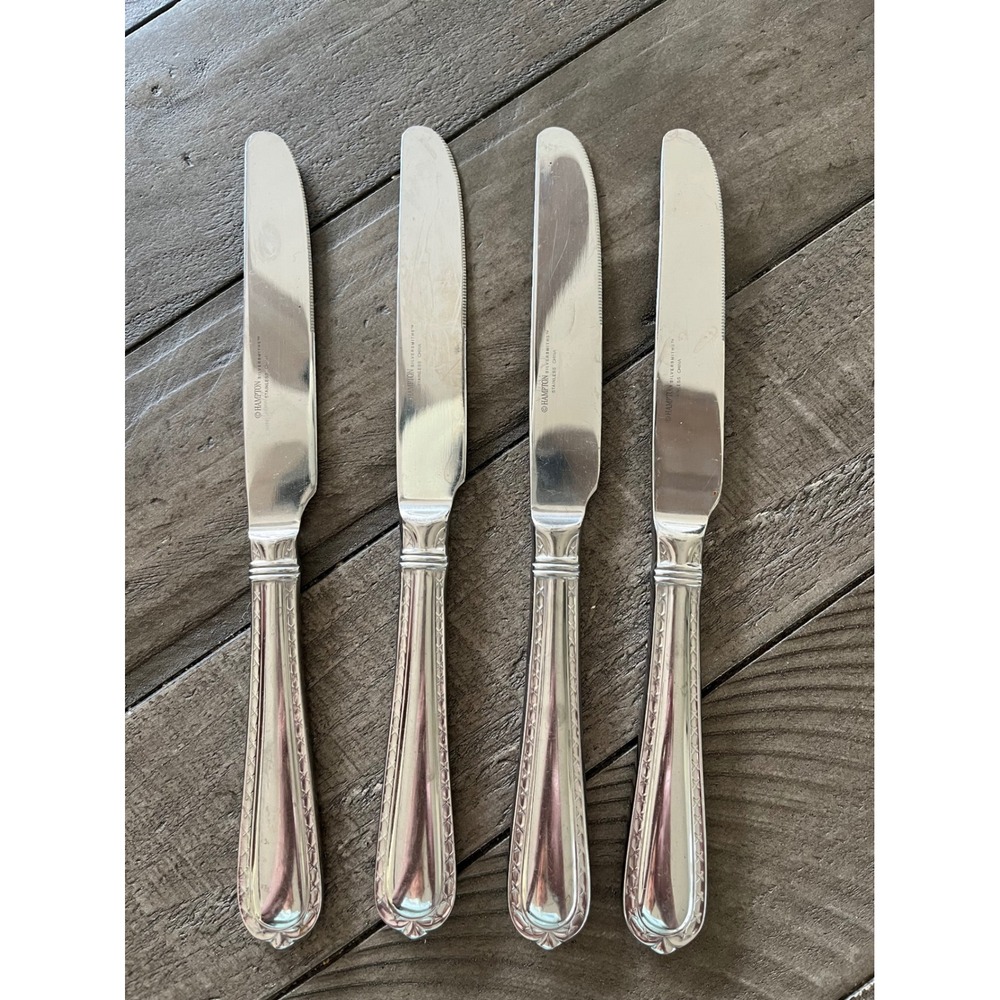 Hampton Silversmiths Stainless Steel Dinner Knives Bead Pattern Set of 4 Silver - Picture 3 of 5
